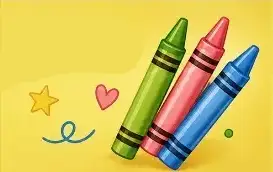 Green, red and blue crayons